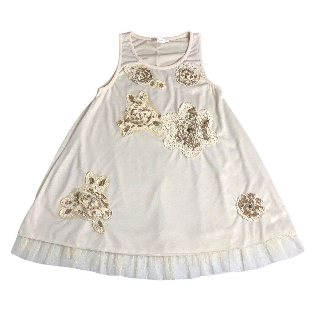 Simply Couture Top Large Cream‎ Tunic Layered Fairy Cottagecore Lagenlook Boho